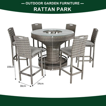 Cambridge Aluminium frame  Round Bar Set with Ice Bucket in Stone Browne Grey Weave